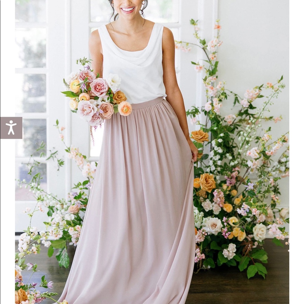 Revelry Clara Chiffon Skirt Dove Grey Sz 6 Maxi
